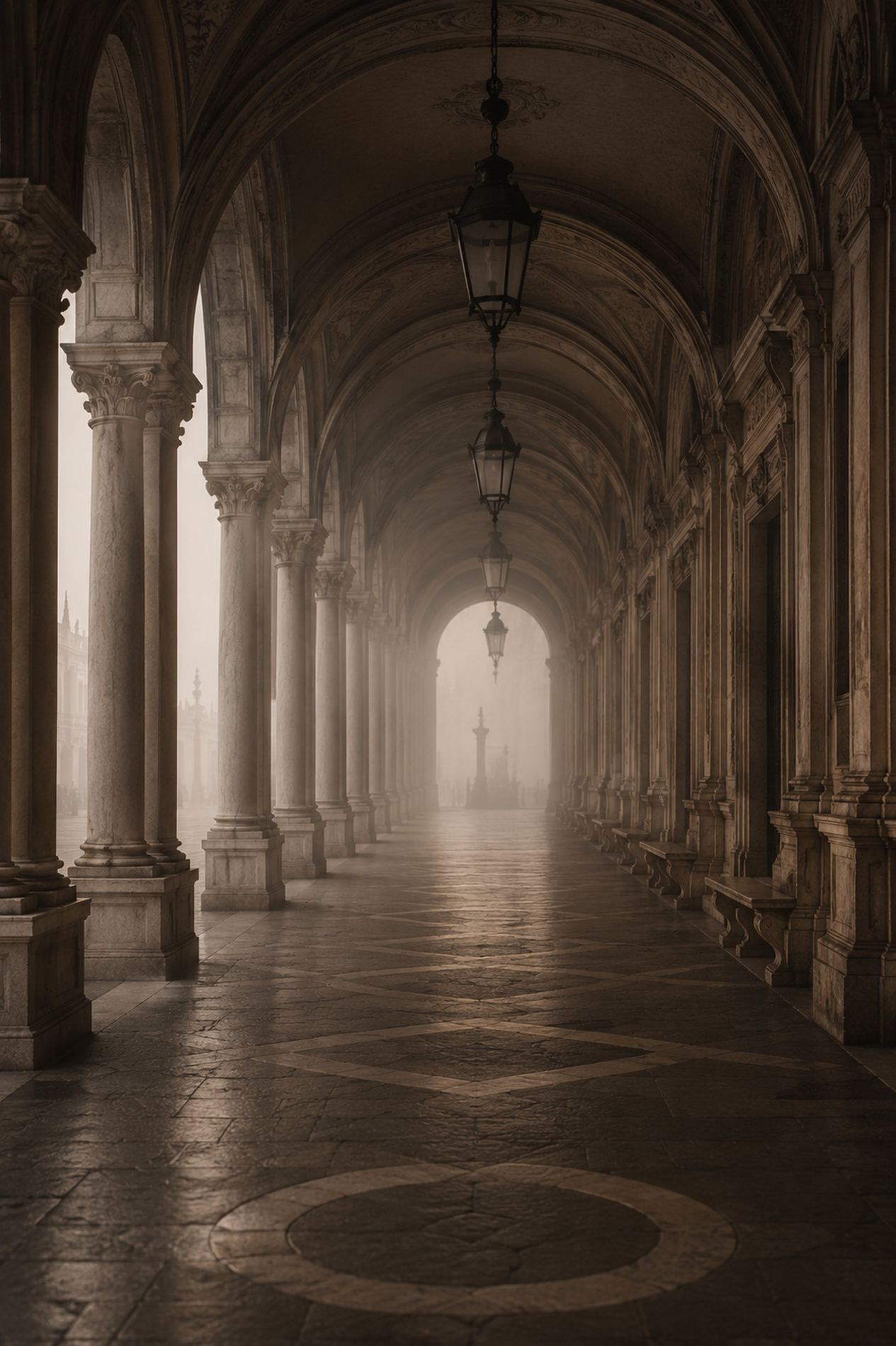 A refined architectural colonnade — pathways and discovery